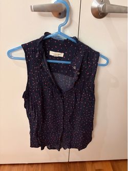 Nordstrom Navy Floral Button Down Tank Top