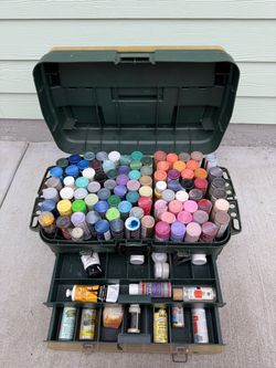 Large Acrylic Paint Lot with Organizer Case – 50+ Bottles