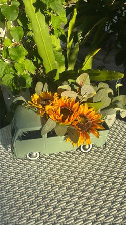 Sage Green Metal Truck Planter