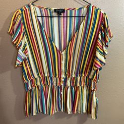 Jessica Simpson Multicolor Serape Striped Blouse XL