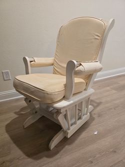 White Wood Glider Rocking Chair