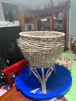 Wicker Basket Planter with Stand