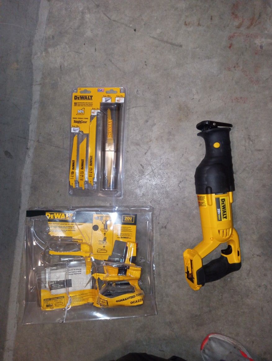 DeWalt Battery Powered Reciprocating Saw, Batteries And Blades