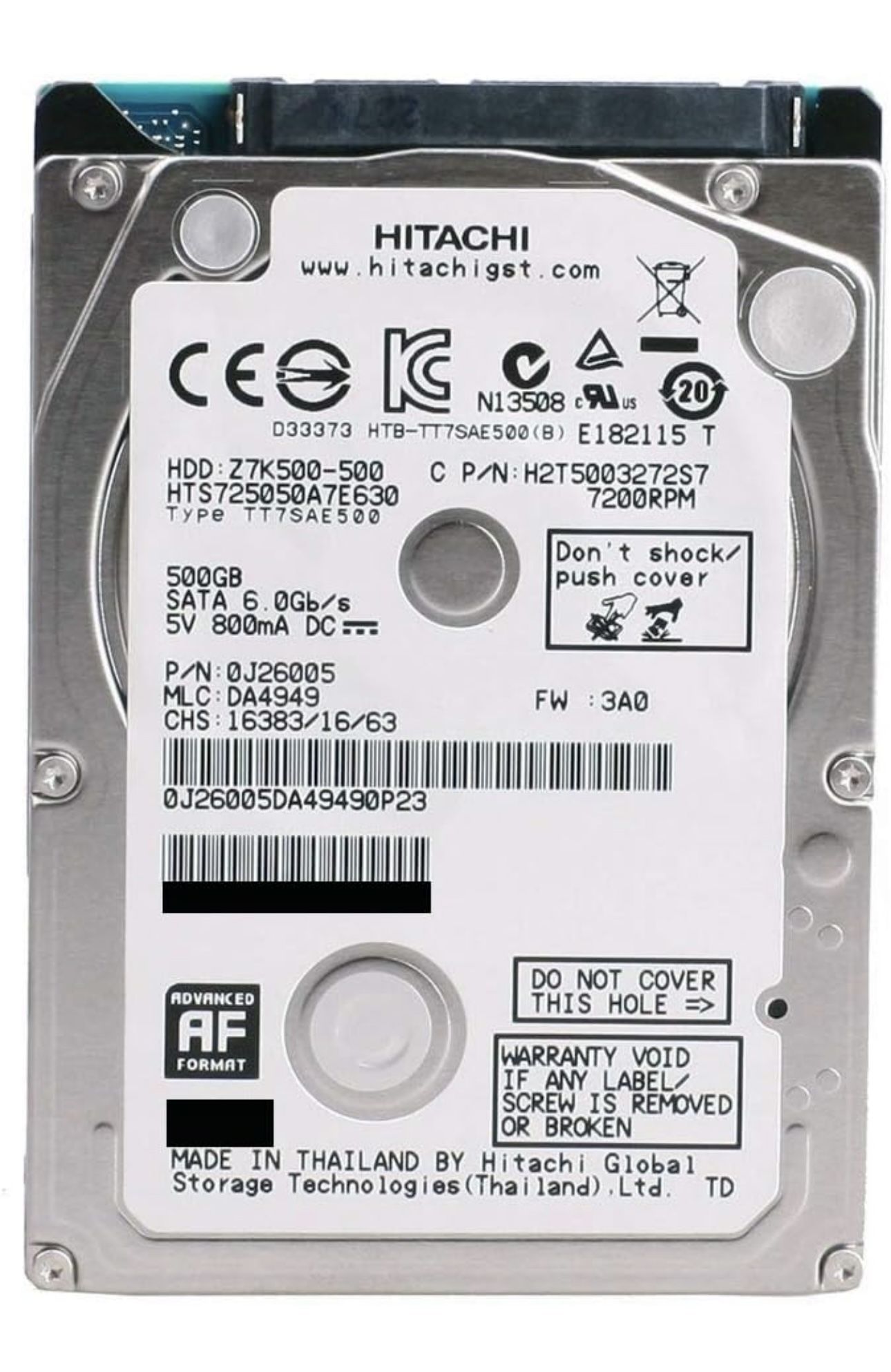 HGST 500GB laptop hard drive hdd 7200rpm 2.5"