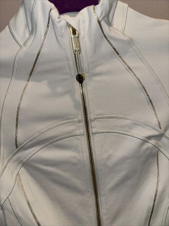 Lululemon Define Jacket White and Gold Zipper