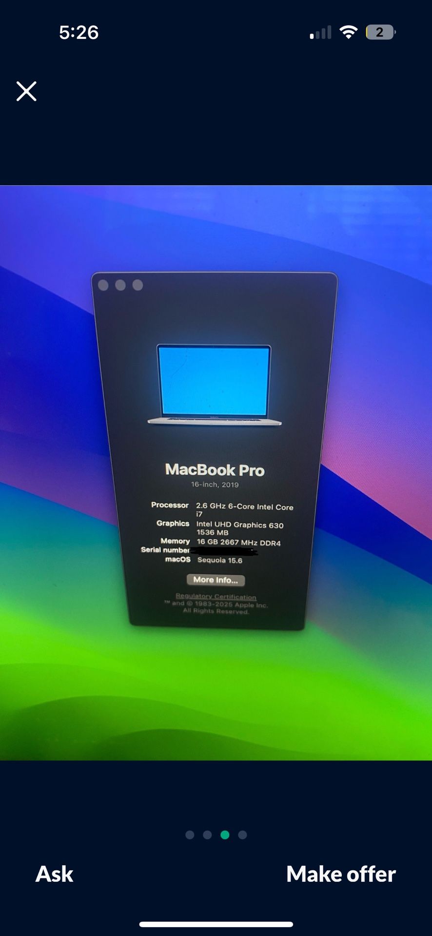 2019 macbook pro Touch bar