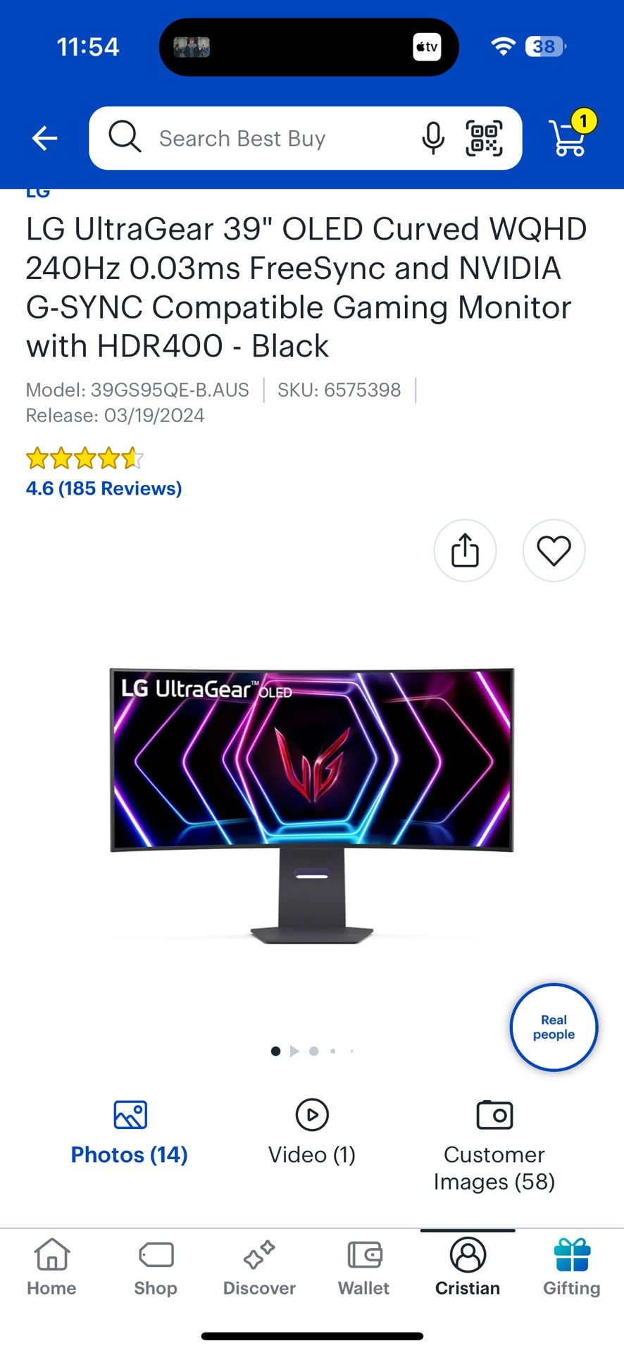 39” Oled Curved Gaming Monitor
