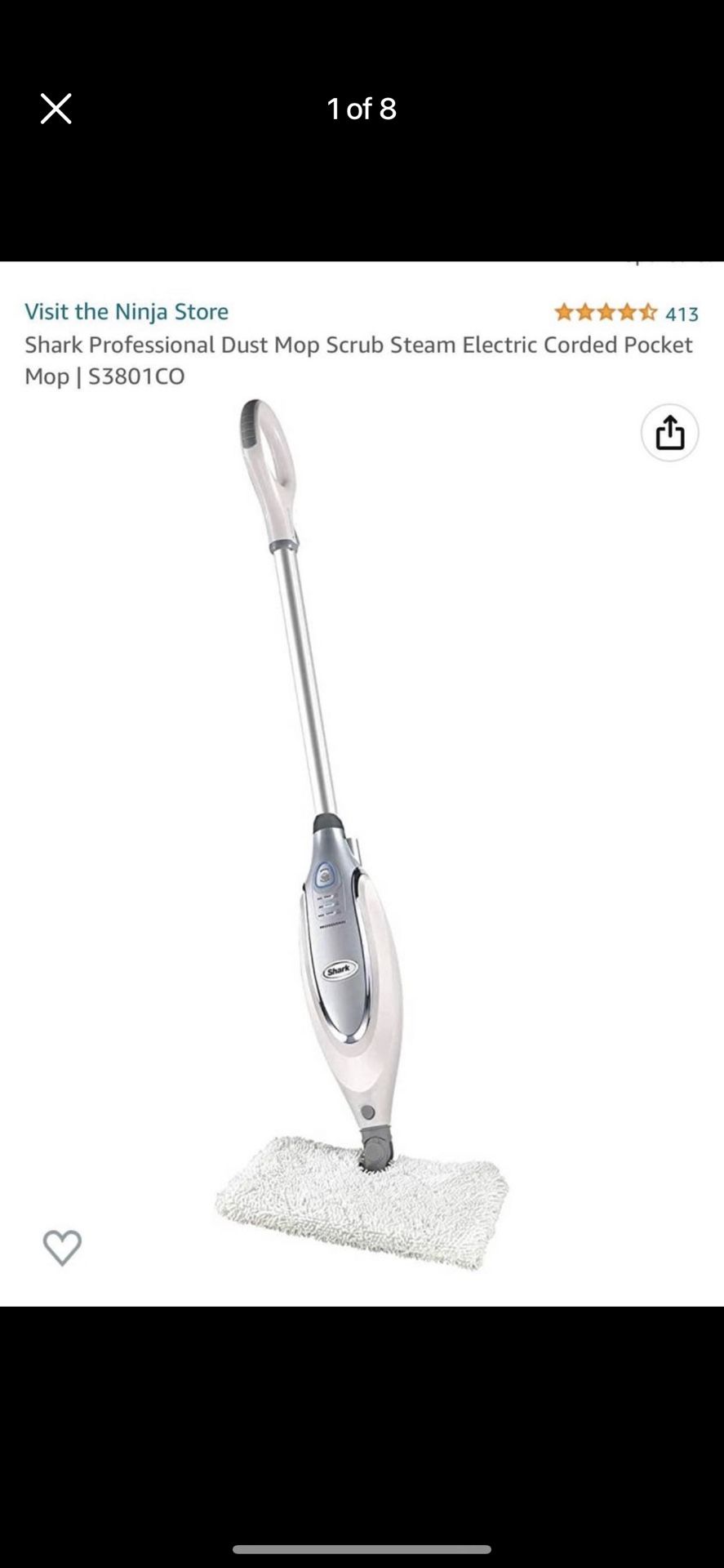 Shark Professional Dust Mop Scrub Steam Electric Corded Pocket Mop | S3801CO