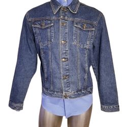 CHAPS DENIM MEN JACKET TRUCKER BLUE SIZE MEDIUM M 501