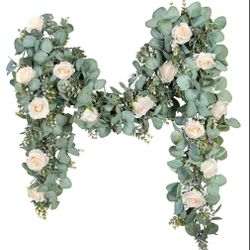 Ouddy Decor Eucalyptus Garland With champagne Roses