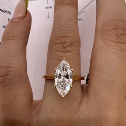2.01 carat D VS1 marquise lab diamond solitaire tulip basket Engagement Ring 