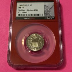 1883 Shield Nickel NGC MS 65 Vaultbox 