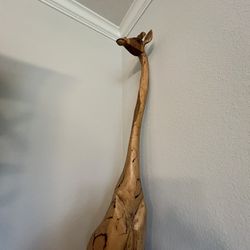 Solid Wood Giraffe Statue 