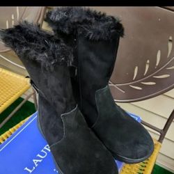 Cheeks Tony Little Incline Motion Technology Suede, Fur-Lined Boots, Size 6.5