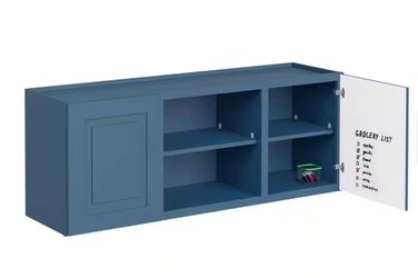 Blue laundry room cabinet