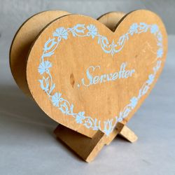 Vintage Wooden Heart-Shaped Swedish Napkin Holder