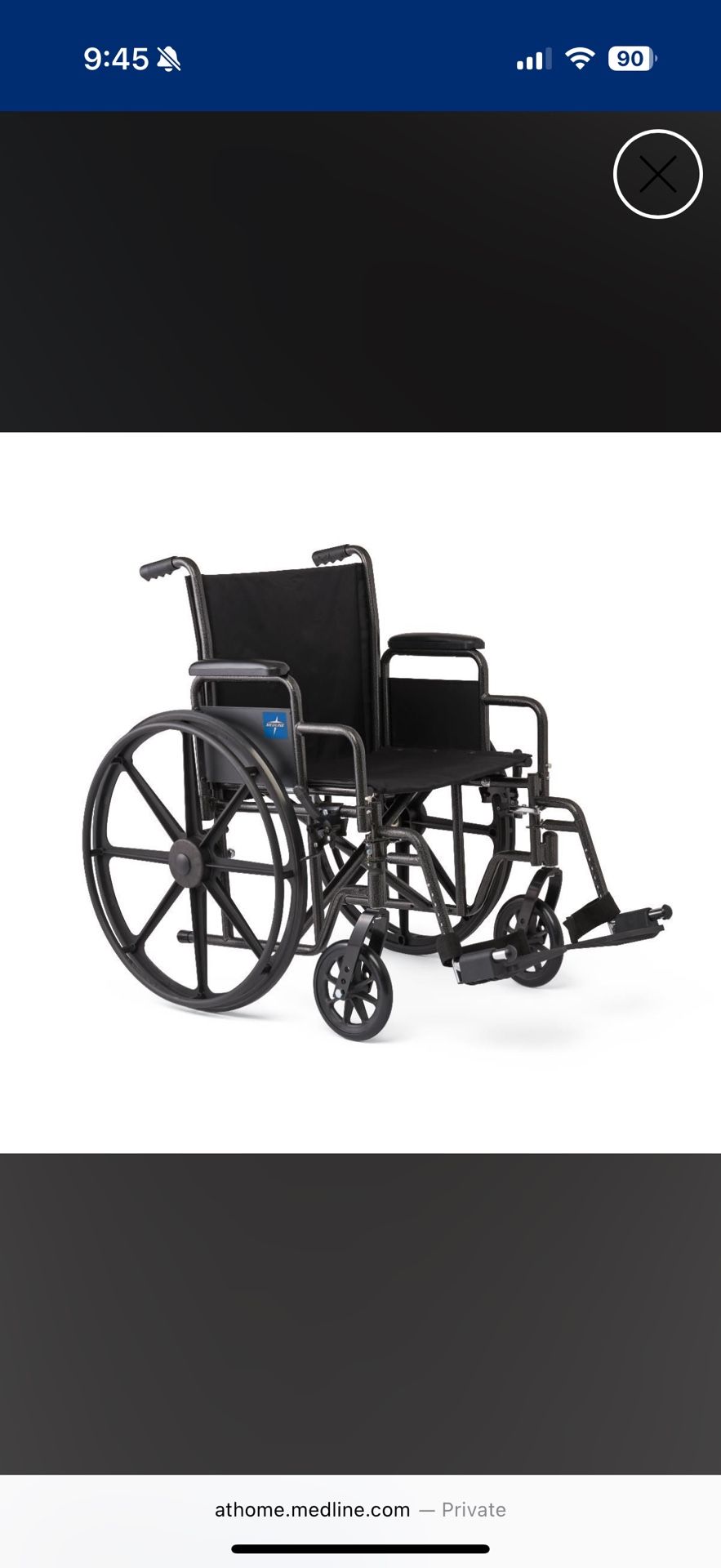 Medline Guardian K1 Wheelchair SA Arm/Leg 20in Seat