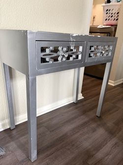 ( DIY project )Gray entry Table w/  Mirrored Drawers