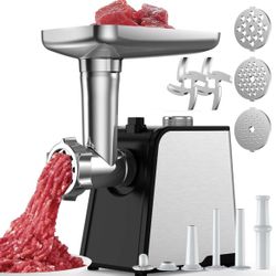 3200W Max Electric Meat Grinder & Sausage Stuffer - Mincer Machine with Tool 2 Blade And 3 Plates, 3 Tubes & Kubbe Kit Tool for Home Kitchen Use
