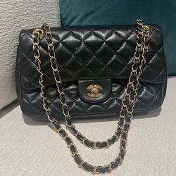 Chanel Classic Jumbo Black Caviar Leather Double Flap Shoulder Bag Handbag Purse