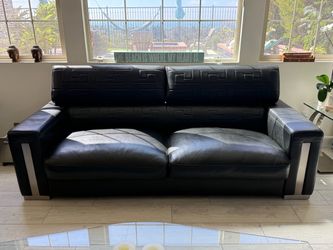 Black Leather Italian Couch