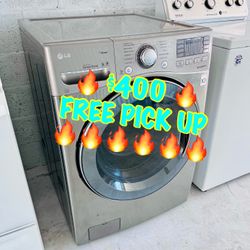 LG 27” Chrome Front Load Washer with 12 Wash Cycles FREE PICK UP🔥