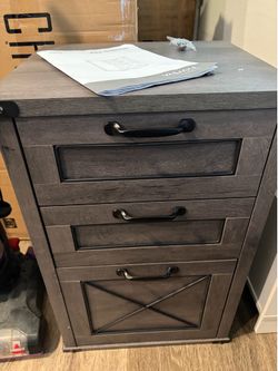 VASAGLE Dark Grey Rustic File Cabinet