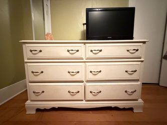 Wooden 6-Drawer Dresser with Silver Handles