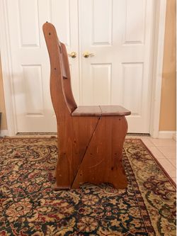 Vintage Convertible Chair / Step Ladder Stool, Solid Wood, 33”