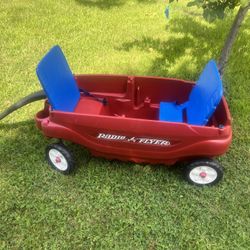 Radio Flyer Wagon with Blue Fold Down Seats