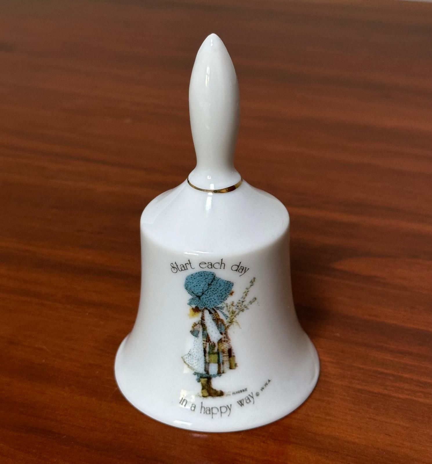 Vintage Collectible 1976 Holly Hobbie Porcelain Bell Start Each Day In A Happy Way Made In Japan