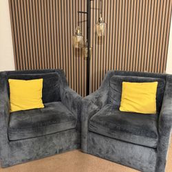 Pair Of Crate & Barrel Club Chairs 