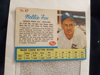 Vintage 1962 Post Hand Cut #47 Nellie Fox EX