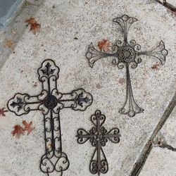 3 Metal Crosses