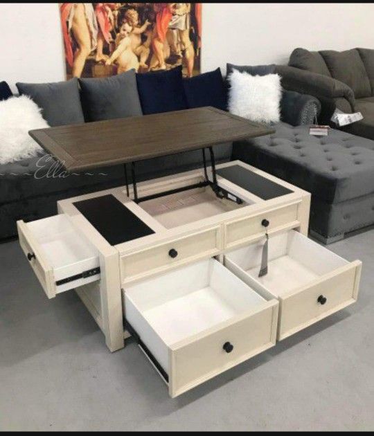☕Bolanburg Two-Tone Coffee Table With Lift Top