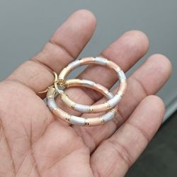 10kt Real Gold Try Color Hoop Earring Gor Women