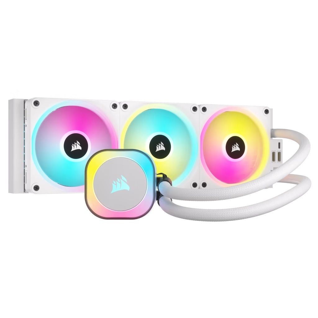 iCUE LINK H150i AIO Cooler - White and QX120 Triple Fan Kit Bundle