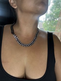 black pavé cuban link necklace 