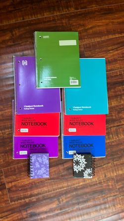 Seven new 1 Subject notebooks plus 2 tiny diary notebooks