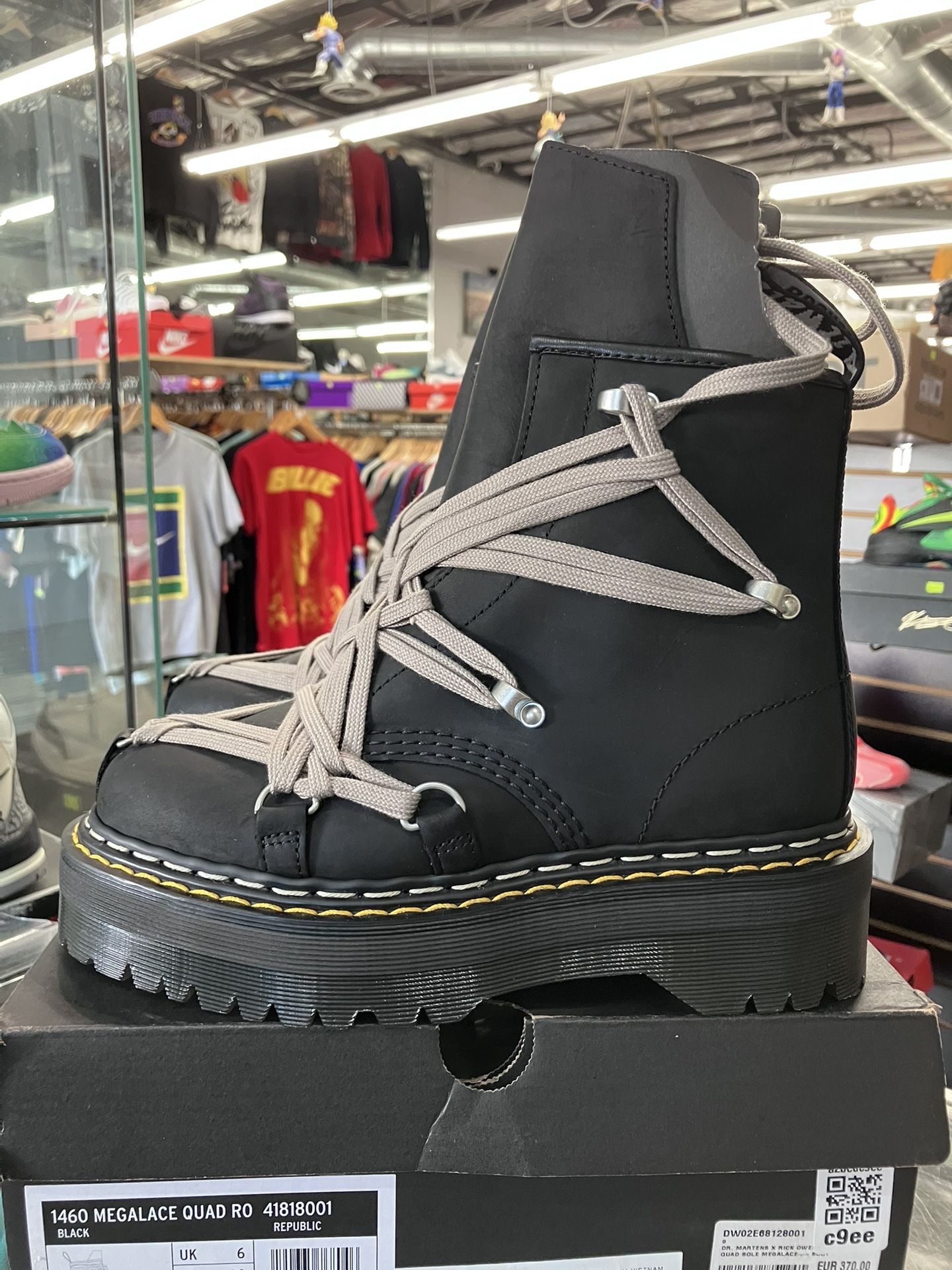 Dr. Martens 1460 DRKSHDW Quad Sole Mega Lace Boot Rick Owens Black