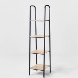 4 Shelf Tower Black Metal with Natural Wood - Brightroom