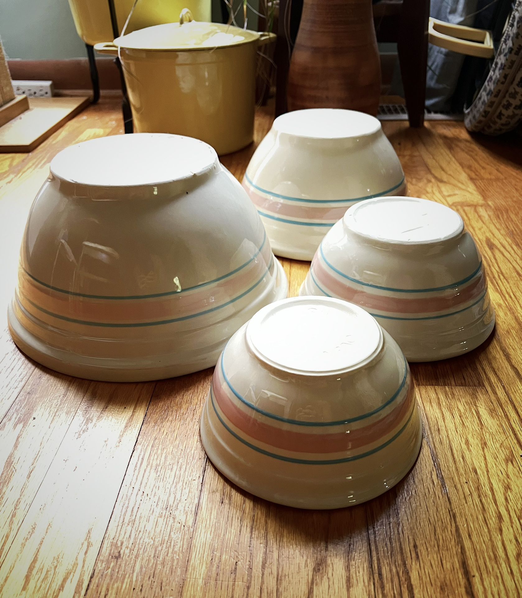Mccoy Nesting Mixing Bowl Set Pink Band 12-10-8-7