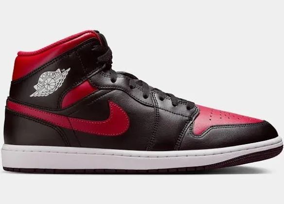 Air Jordan 1 Mid Black and Red Sneakers