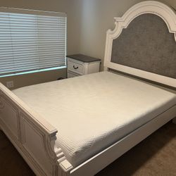 Queen Bed Frame, Headboard, Dresser, And One Nightstand 