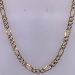 10K Yellow Gold Diamond Cut Figaro Necklace