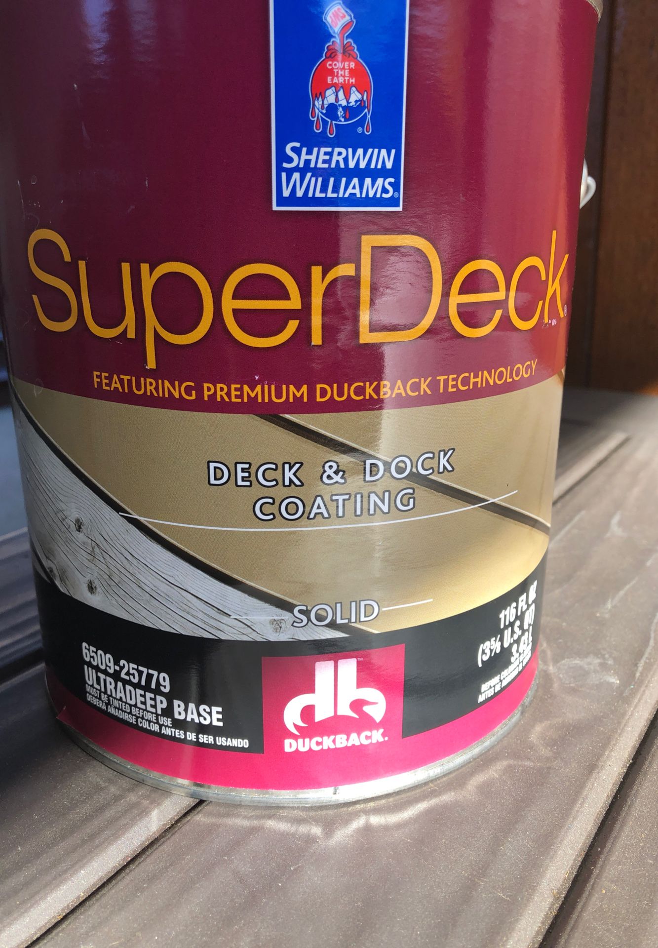 Photo Burgundy Super Deck and Dock coating Sherwin Williams 12 cans of paint