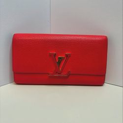 Louis Vuitton Red Taurillon Leather Capucines Compact Wallet