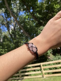 Handmade Rose Quart Macrame Bracelet 