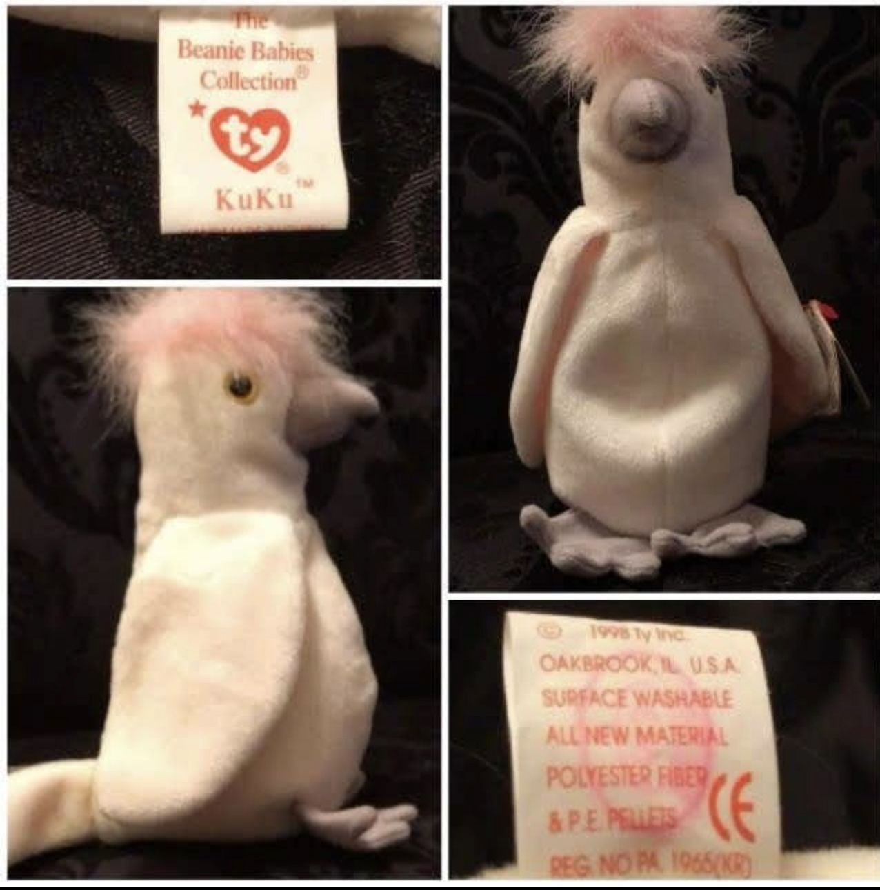 Ty Beanie Babies Kuku Cockatoo Bird