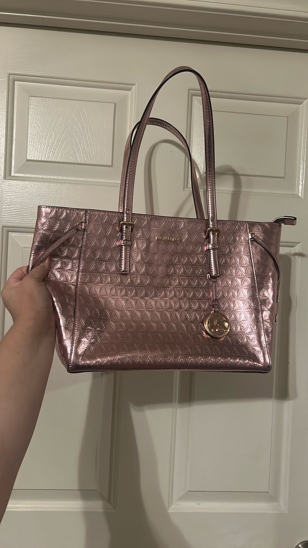 Michael Kors Pink Metallic Tote Bag 